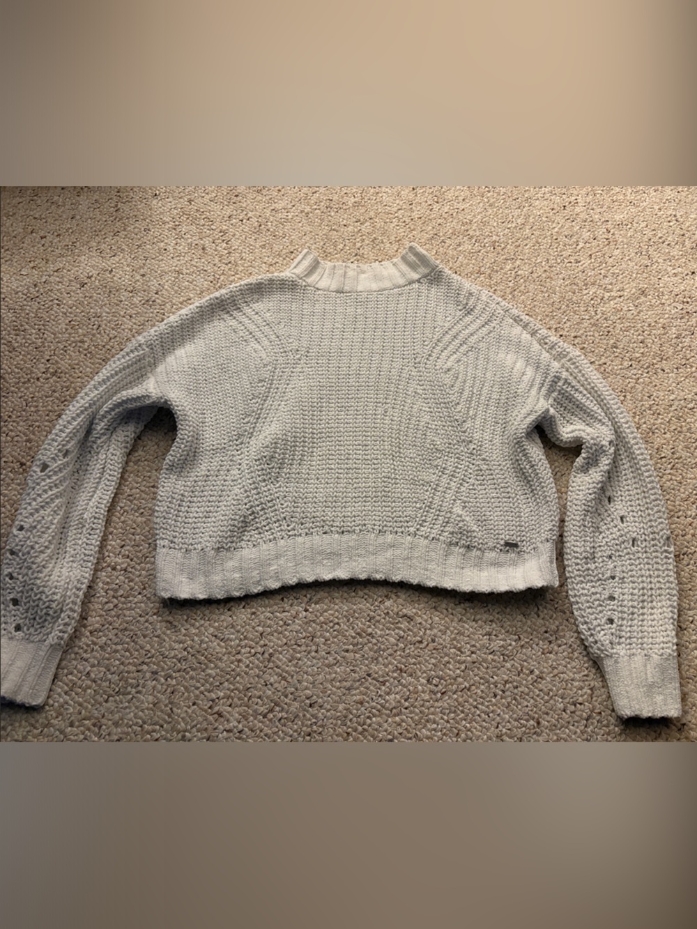 Hollister Cream Cable Knit Scoop-Neck Sweater Y2K